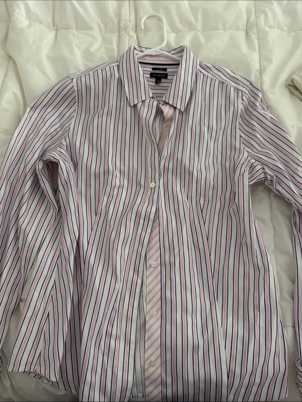 Talbots Pink, Navy & White Striped Dress Shirt